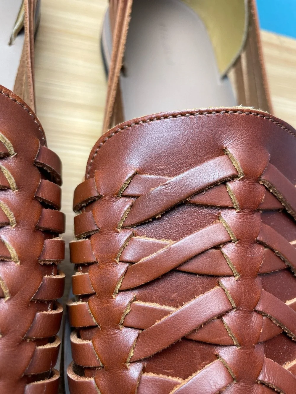 Nisolo Huarache Leather Sandals Men's 11 Brandy Brown Woven New w/ Box Dust Bag